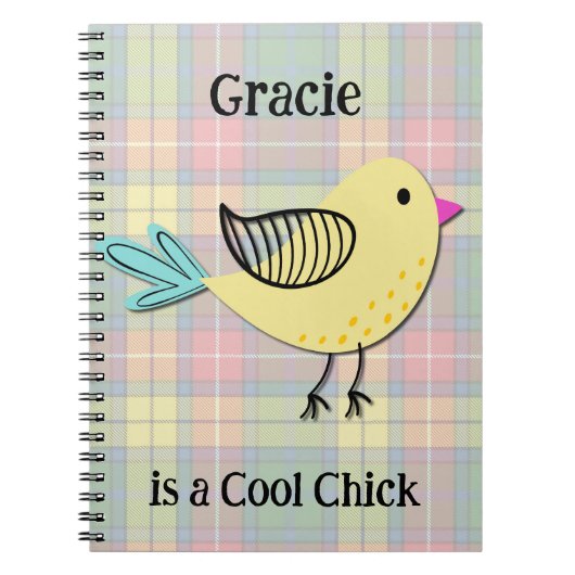 Cahier Journal Rétro Amusant Poulette Cool (Devant)