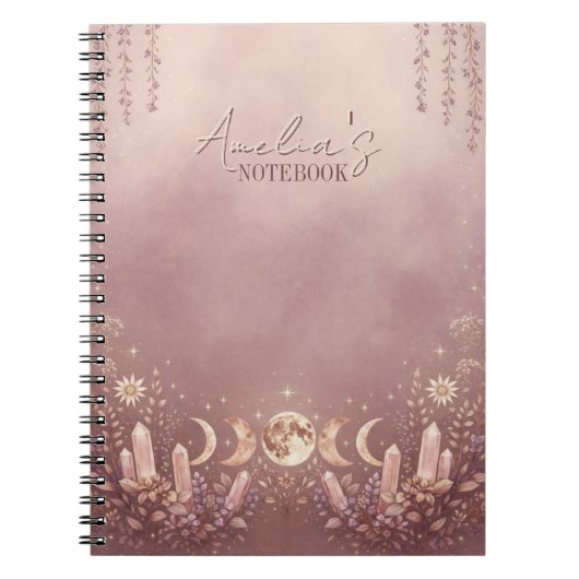 Cahier Journalier Phase Lunaire Rose Carmin Célest (Devant)