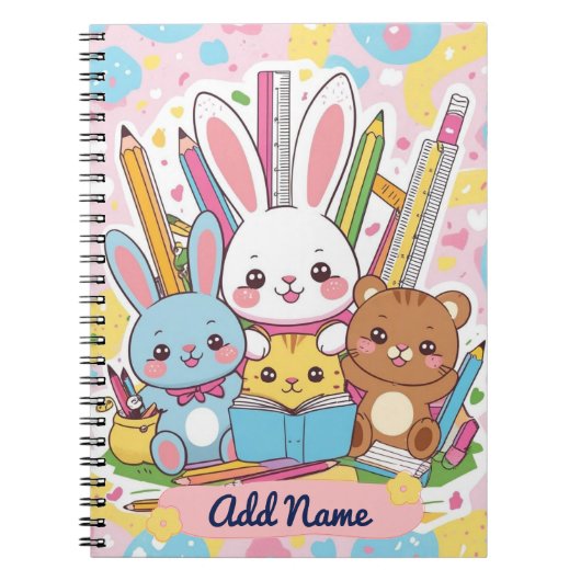 Cahier Lapin Mignon & Amis – Nom Éditable (Devant)