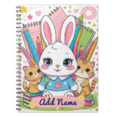 Cahier Lapin Mignon & Chats – Nom Modifiable (Devant)