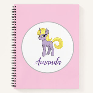 Cahier Licorne Anime Rose Petite Fille