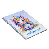 Cahier Licorne Bleu Bébé – Nom Personnalisé (Côté Droit)