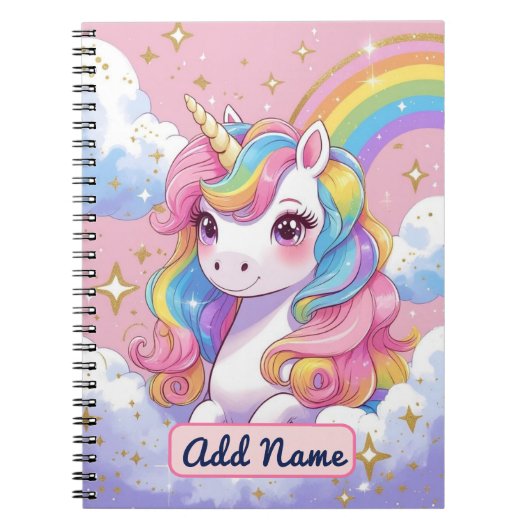 Cahier Licorne Mignon – Nom éditable (Devant)