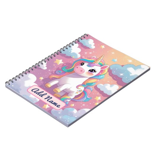 Cahier Licorne Mignon – Nom Modifiable (Côté gauche)