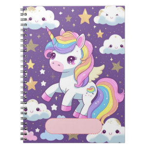 Cahier Licorne Mignonne – Nom Éditable