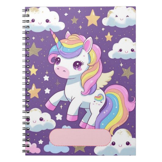 Cahier Licorne Mignonne – Nom éditable (Devant)