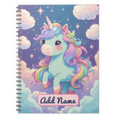 Cahier Licorne Mignonne – Nom éditable (Devant)
