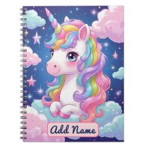 Cahier Licorne Mignonne – Nom Modifiable