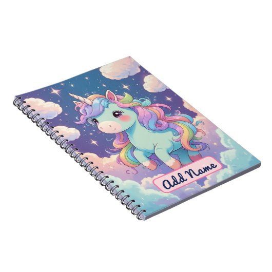 Cahier Licorne Mignonne – Nom Modifiable (Côté Droit)
