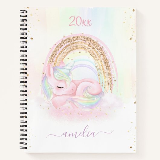 Cahier Licorne Pastel Féminin Mignon (Devant)