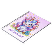 Cahier Licorne Violette Personnalisé (Côté gauche)