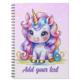 Cahier Licorne Violette Personnalisé (Devant)
