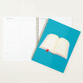 Cahier ligné ouvert signet rouge (Devant avec enveloppe)