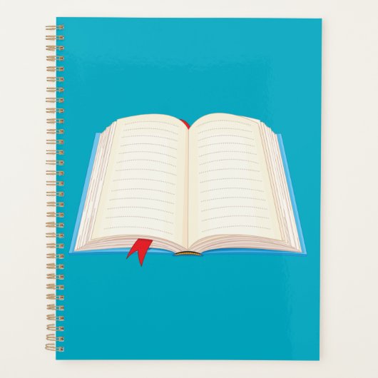 Cahier ligné ouvert signet rouge (Devant)