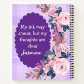 Cahier Lilas Gauchère Motif Floral + Prénom Fille (Dos)