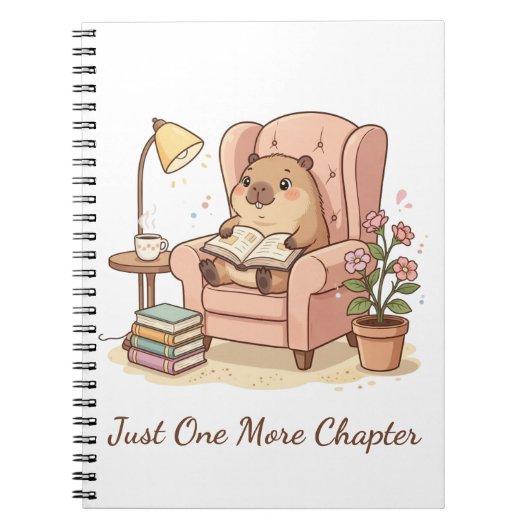 Cahier lisant capybara mignon – Juste un chapitre (Devant)