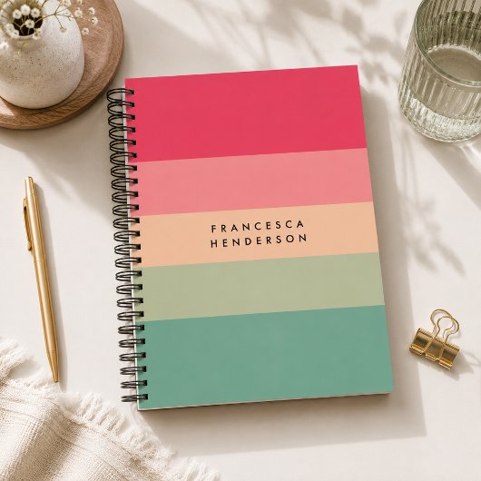 Cahier | Livre de journal en spirale à rayures col