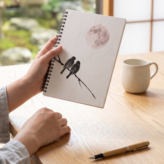 Cahier Lune Rougeoyante Oiseaux