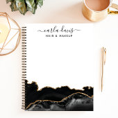 Cahier Marbre Noir et Or Agate Script Signature