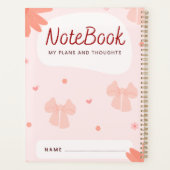 "Cahier : Mes plans et pensées" | Nœud rose doux (Dos)