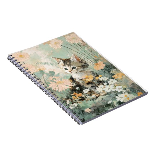 Cahier Mignon Chat aux Fleurs (Côté Droit)