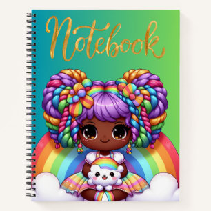 Cahier mignon/Fille chibi arc-en-ciel adorable