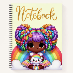 Cahier mignon/Fille chibi arc-en-ciel adorable