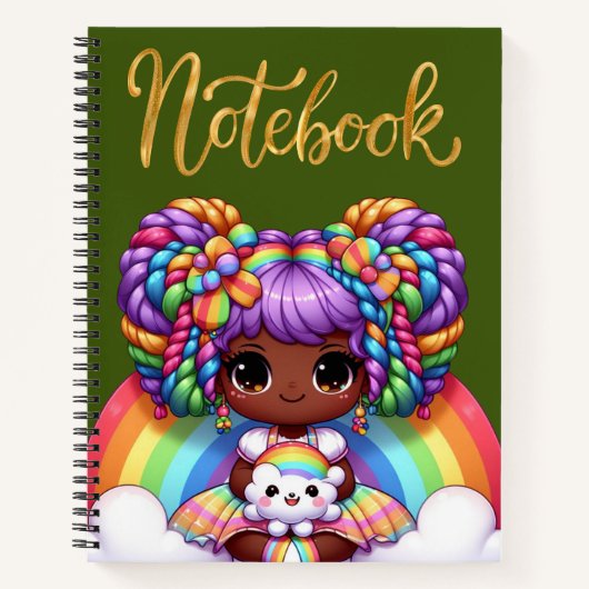 Cahier mignon/Fille chibi arc-en-ciel adorable  (Devant)
