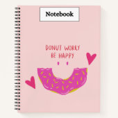 Cahier Mignon Gâteau Donut Rose Journal Relié (Devant)