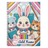 Cahier Mignon Lapin & Chat – Nom Modifiable (Devant)