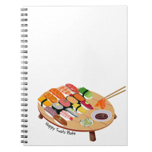 Cahier Mignonne Assiette de Sushi Heureuse Kawai