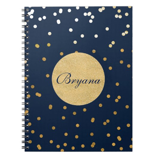 Cahier moderne à points de confettis brillants ble (Devant)