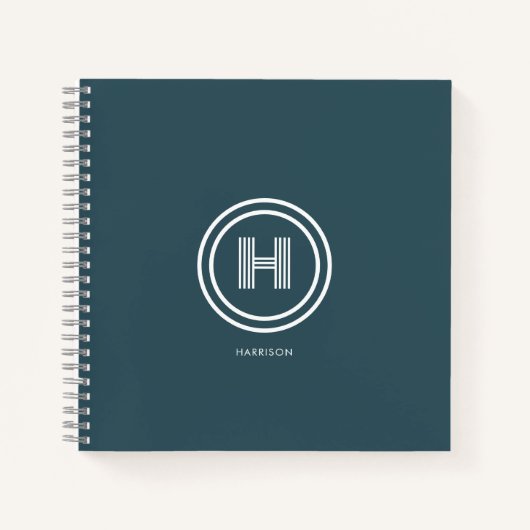 Cahier | Moderne Monogramme de forme simple (Devant)