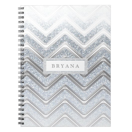 Cahier moderne pailleté blanc et argenté (Devant)