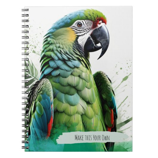 Cahier Moderne Perroquet Vert Coloré (Devant)