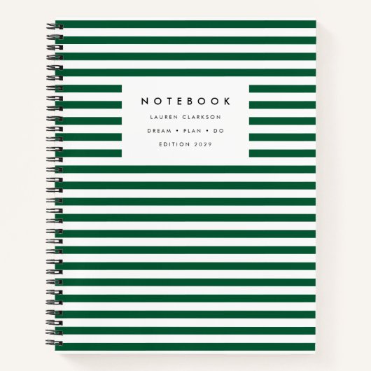 Cahier Moderne Rayé Vert Foncé (Devant)