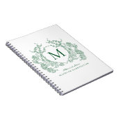 Cahier Monogramme à Couronne Florale Verte Classiq (Côté Droit)