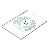 Cahier Monogramme à Couronne Florale Verte Classiq (Côté gauche)