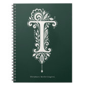Cahier monogramme botanique en linogravure Lettre (Devant)