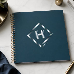 Cahier Monogramme Initial Géométrique Moderne