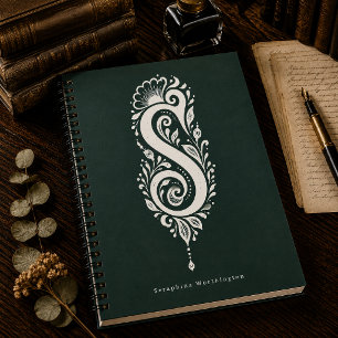 Cahier monogramme linogravé lettre S botanique