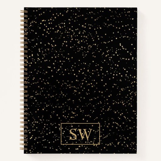 Cahier Monogrammé Or avec Petites Étoiles Dorées (Devant)