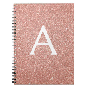 Cahier Monogramme Paillettes Rose Gold Rose