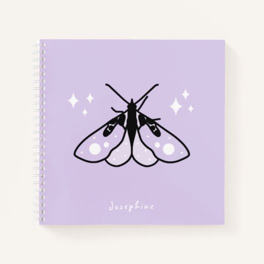 Cahier Moth Violet Magique avec Nom (Devant)