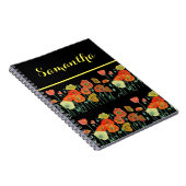 Cahier Noir Fleurs Florales de Pavot Orange (Côté Droit)
