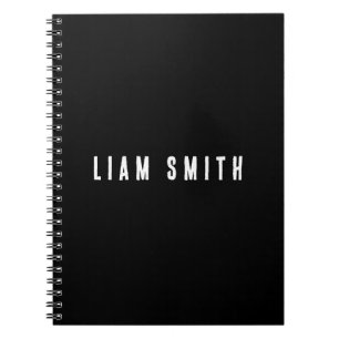 Cahier noir personnalisé avec monogramme moderne