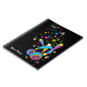 Cahier noir personnalisé Notes de musique Casque (Côté gauche)