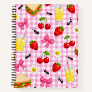 Cahier Nourriture de Pique-Nique Rose et Rubans Mi
