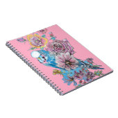 Cahier Oiseau Roseau Aquarelle Rose Budgie Bleu (Côté Droit)