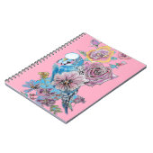 Cahier Oiseau Roseau Bleu Aquarelle Rose Oiseau (Côté gauche)